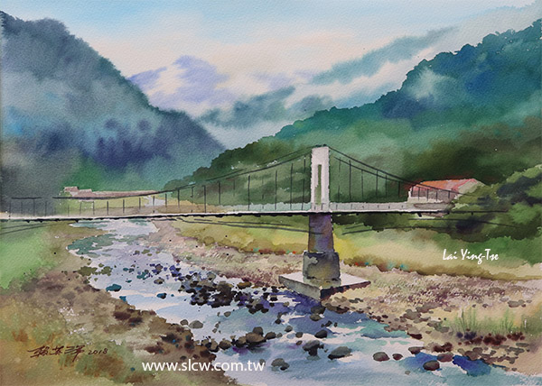 內灣吊橋雨後 neiwan pedestrian suspension bridge after the rain